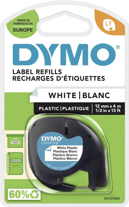 Dymo muoviteippi valk. 12mm x 4m S0721660 N 721660 903-061