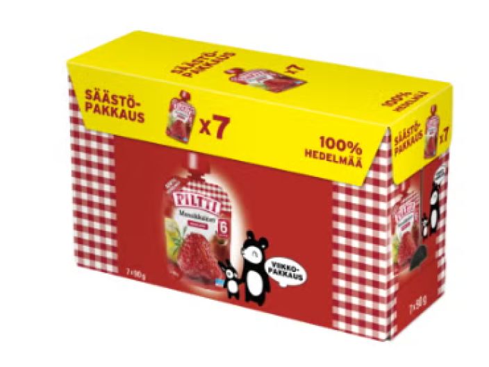 Piltti mansikkainen hedelmasose 6kk annospussi 7x90g Piltti mansikkainen hedelmasose 6kk annospussi 7x90g