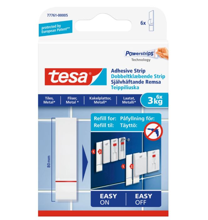 Tesa Powerstrips 6kpl 3kg Kaakeli 77761-00005-00 930-252 kaakeli