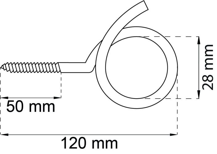 Saparokoukku 115 sahkosinkitty 7,5 Teraksinen saparokoukku. Puukierre 7,5 x 50 mm.