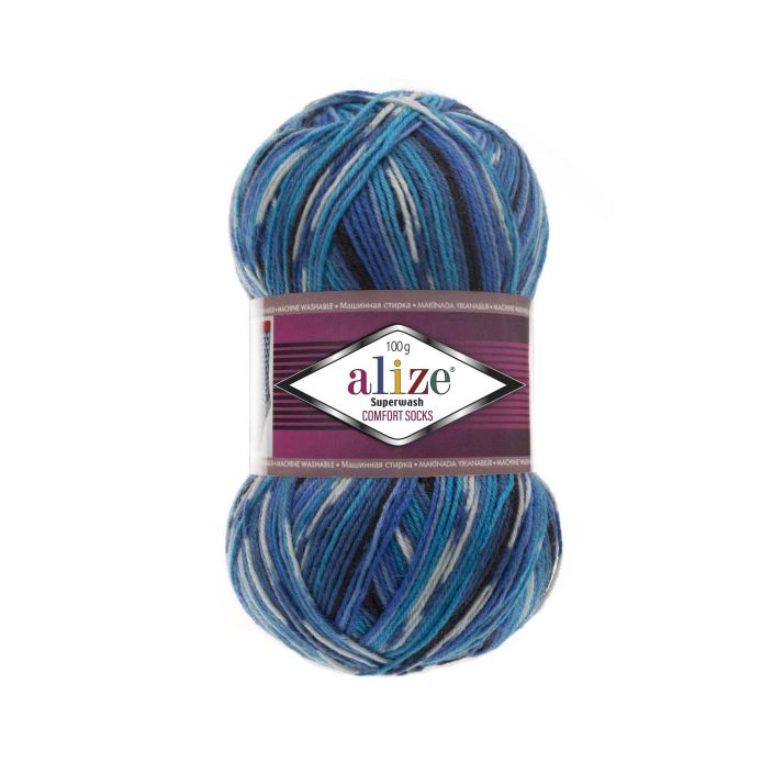 Alize Superwash 4446 Kirjava sininen/turkoosi 100g ASWP-4446