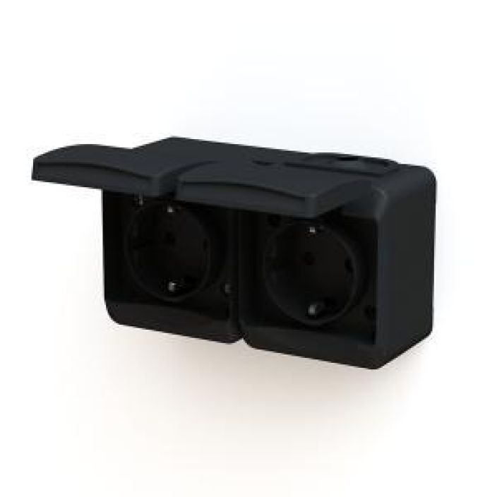 Pistorasia 2-osa pinta IP44 musta 19720 936-1490