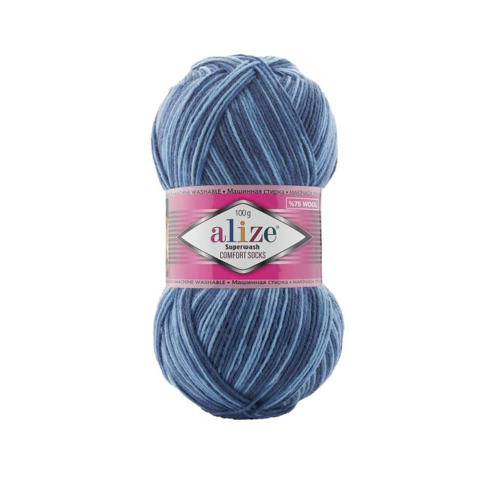 Alize Superwash 7677 Kirjava sininen 100g ASWP-7677