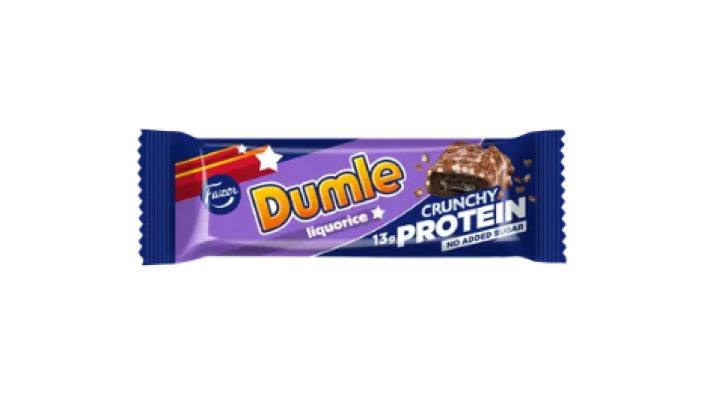 Fazer proteiinipatukka Dumle liquorice 45g 709323 Dumle Crunchy Lakritsi Protein patukka yhdistaa pehmean Dumle