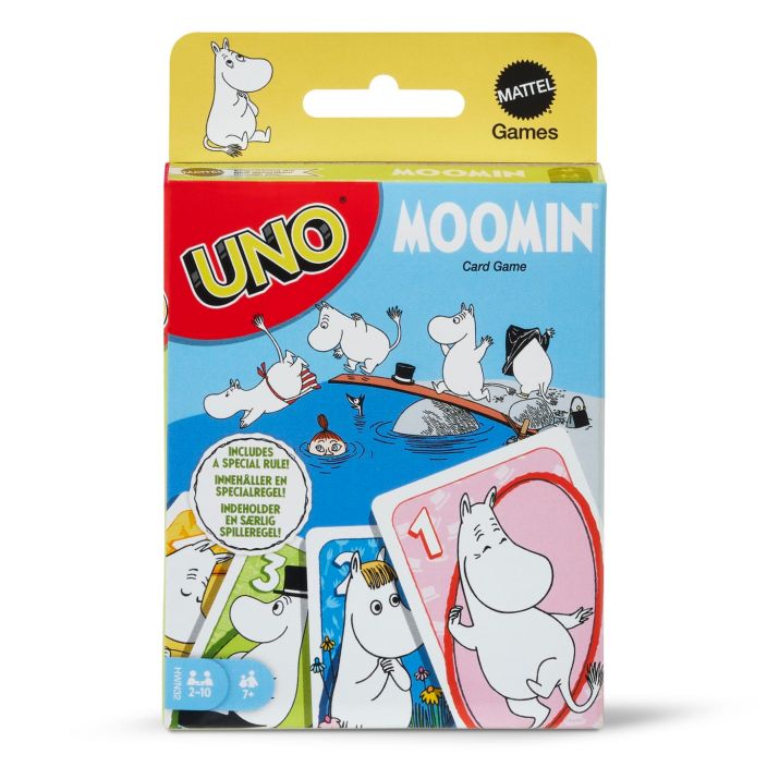 Uno Muumi UNO-korttipelia pelaavat myos Muumit! UNO-kortit on kuvitettu rakastetuilla Muumi-hahmoilla.