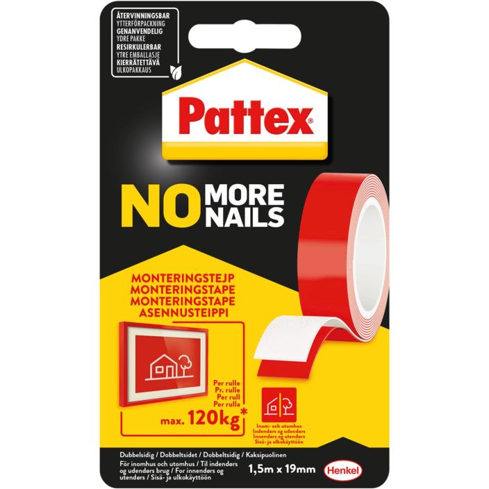 Pattex No More Nails Asennusteippi supervahva 120kg 1,5m 2857833 938-571