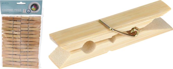 Pyykkioika bambu 60kpl/pkt Kestavat ja ymparistoystavalliset bambu pyykkipojat.