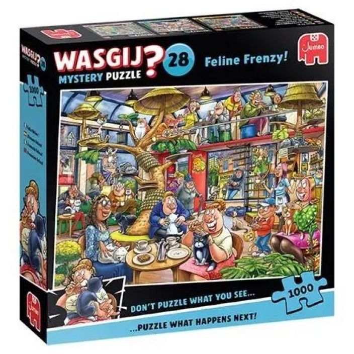 Wasgij Mystery 28 Feline Frenzy! 1000 palaa Unohda perinteiset palapelit, joissa kasaat kuvan laatikon kannesta! Wasgij on