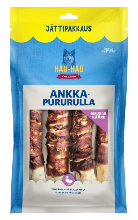 HHC Ankkapururulla 25x4cm 4kpl 440g Runsaasti proteiinia. Hampaiden hyvinvointiin, Aktivointiin ja ajanvietteeksi.