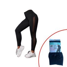 Urheiluleggingsit mesh-verkolla musta