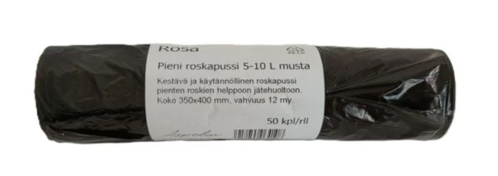 Rosa pieni roskapussi 5-10L musta 50kpl