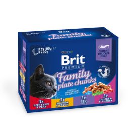 Brit Brit Premium Cat paloja kastikkeessa liha-kala 12x100g 100278