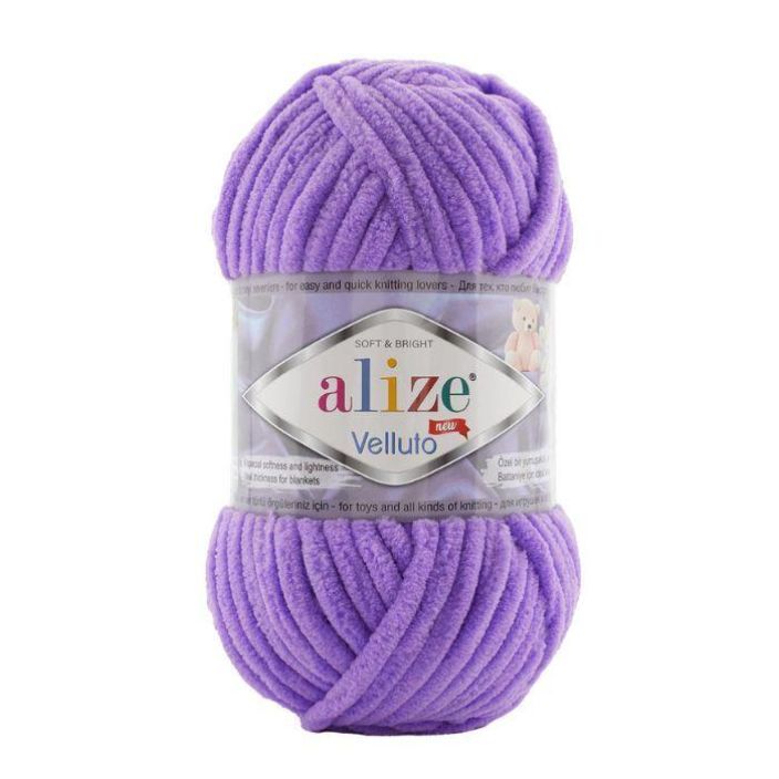 Alize Velluto lanka 043 laventeli 100g Alize Velluto on samettisen pehmea ja paksu lanka, josta valmistuvat esimerkiksi