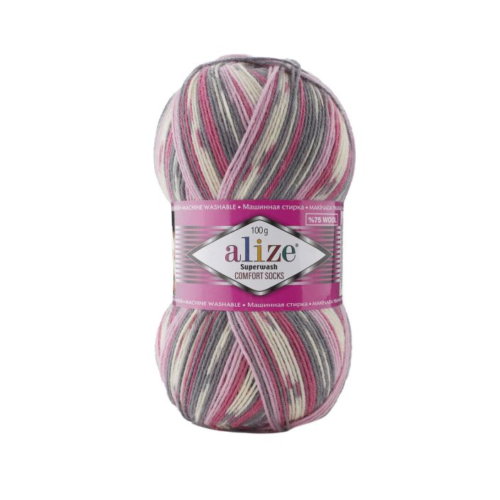 Alize Superwash 7707 Kirjava pinkki/harmaa 100g ASWP-7707