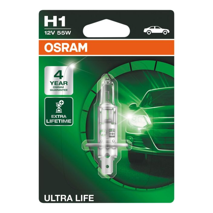 Osram polttimo H1 12V Ultra Life Laadukas, perinteinen H1 -polttimo tarjoaa erinomaisen valotehon ja pitkan kayttoian.