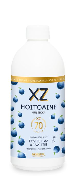 XZ Mustikka hoitoaine 500ml juhlapakkaus XZ Mustikka Hoitoaine kosteuttaa ja hoitaa hiuksia tehden niista helpommin