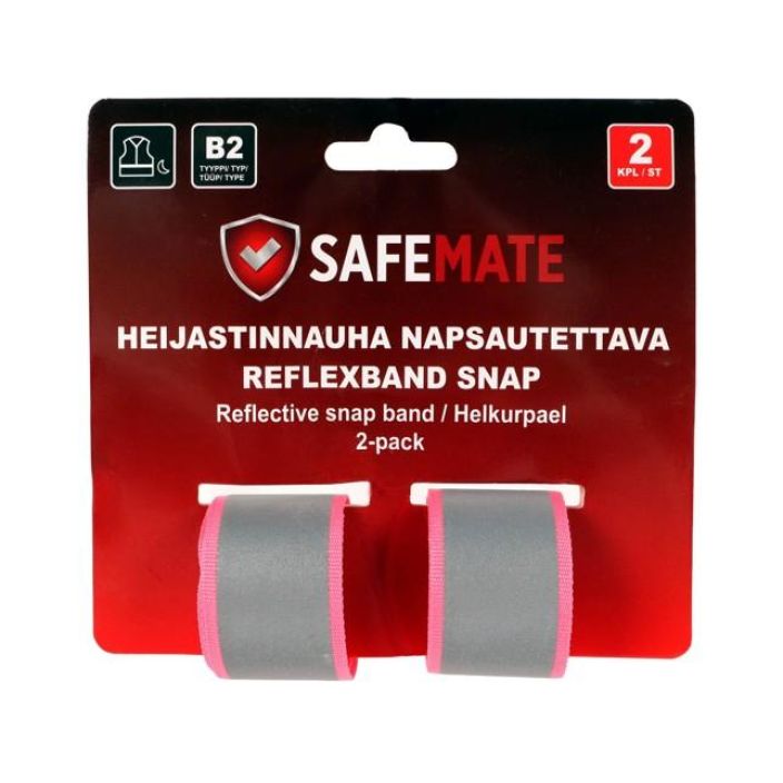SafeMate Heijastinnauha napsautettava 2kpl pinkki SafeMate Heijastinnauha napsautettava 2kpl pinkki