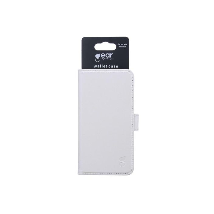 GEAR Lompakko Valkoinen - iPhone 11 Lompakko ja suojakotelo puhelimelle Kolme korttipaikkaa pankkikorteille ja ajokortille