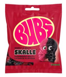 BUBS Raspberry Salty Licorice Skalle 155g