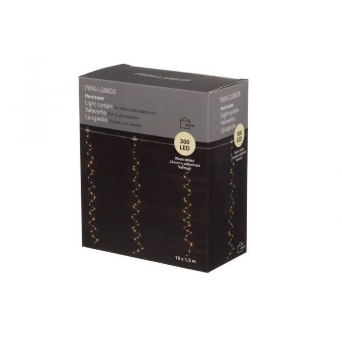 Finnlumor Valoverho Hurrikaani 300 microLED lammin valkoinen 608309