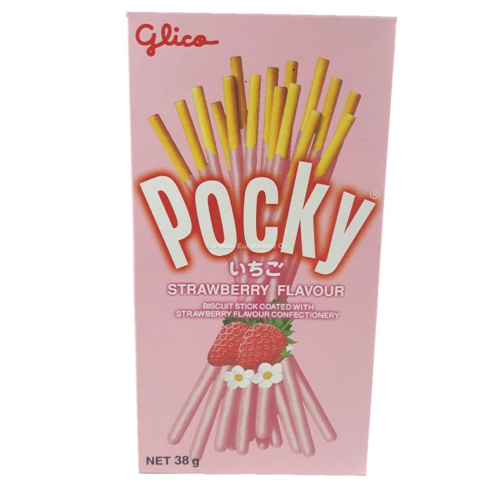 Pocky Mansikka 45g POCKY mansikanmakuiset ohuet keksitikut 45g/jordgubbssmakande tunna kexpinnar 45g