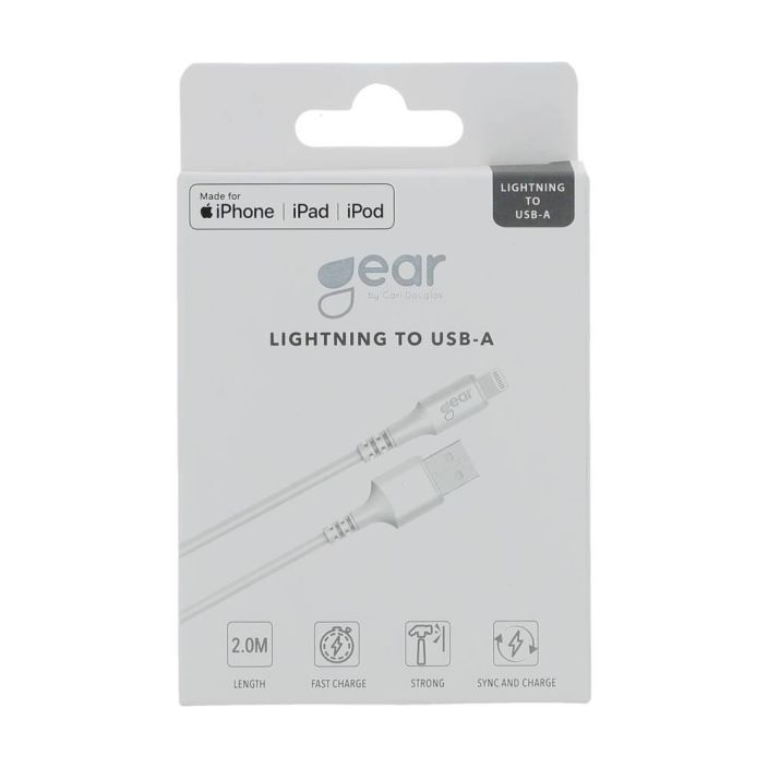 GEAR Pyorea latauskaapeli Lightning GEAR Pyorea latauskaapeli Lightning USB-A 2m Valkoinen MFI