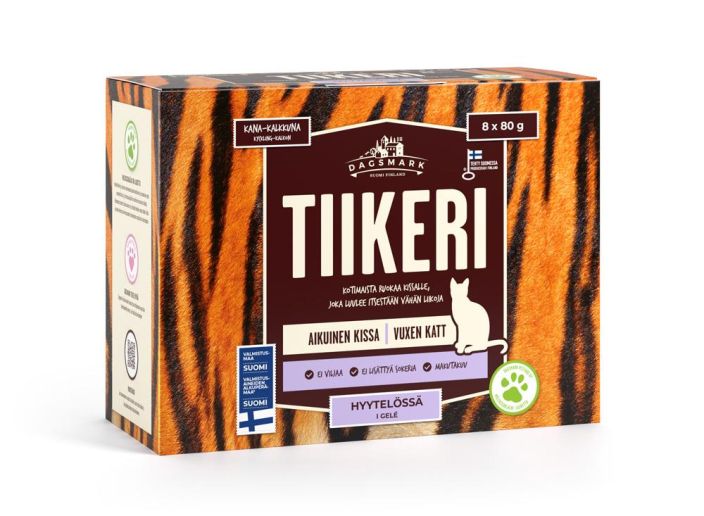 Dagsmark Tiikeri 8x80g kana-kalkkuna hyytelossa 120003 905-036