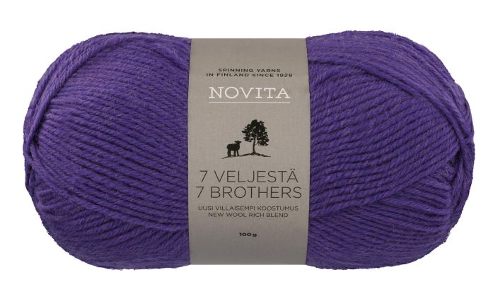 Novita 7 veljesta 750 muurikello 100g 7 Veljestä on lankaklassikko neuleisiin ja villasukkiin. Puikkosuositus 4mm, sukkiin