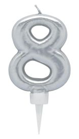 Joker Kakkukynttilä nro 8 8cm hopea 79031-8