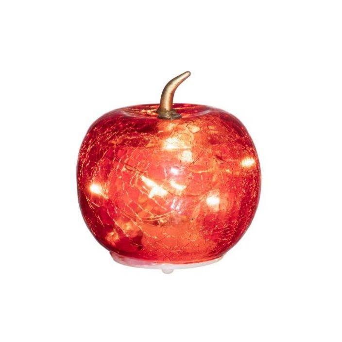 Finnlumor LED-omena 7,5cm punainen Paristokayttoinen LED lasiomena, 7,5cm Finnlumor LED-omena 7,5cm punainen Paristokayttoinen LED lasiomena, 7,5cm