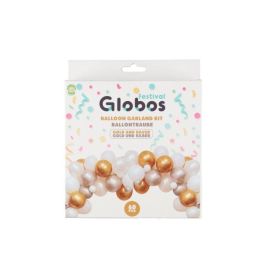 Ilmapallokaari 60 palloa kulta/valkoinen/hopea 635881