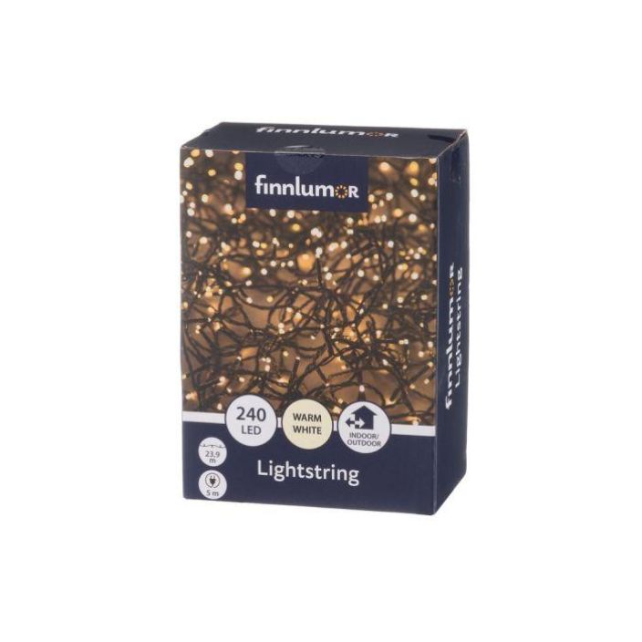 Finnlumor Valoketju 240LED lammin valk. musta johto Finnlumor Valoketju 240LED lammin valk. musta johto