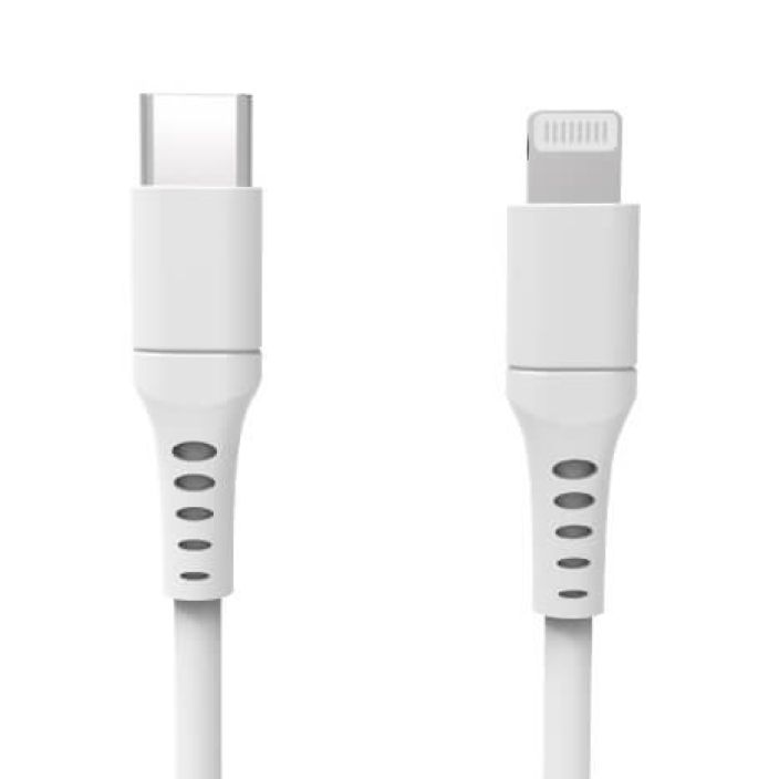 GEAR Latausjohto USB-C Lightning 3m Valkoinen USB-C-latausjohto Lightning Valkoinen Tukee 18 watin pikalatausta C94-siru