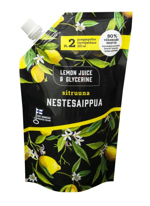 LJG sitruuna nestesaippua 550ml tayttopussi 24032 970-031