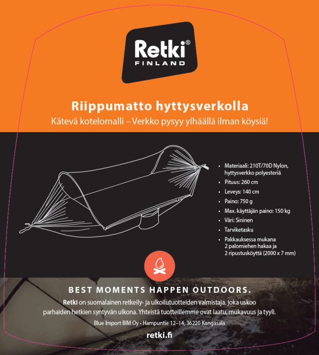 Retki Riippumatto hyttysverkolla, kotelomalli R5645 993-005