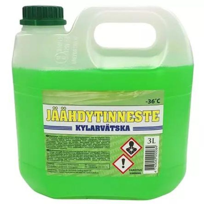 Jaahdytinneste -36C 3L Kaytovalmis vihrea jaahdytinneste 1L pullossa ajoneuvoihin. Pakkasenkesto -36C° Jaahdytinneste -36C 3L Kaytovalmis vihrea jaahdytinneste 1L pullossa ajoneuvoihin. Pakkasenkesto -36C°