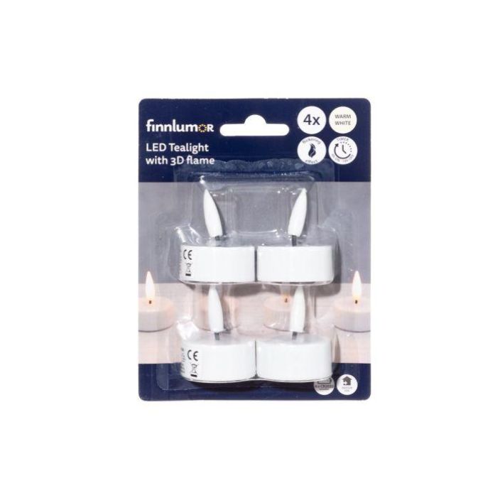 Finnlumor LED-lampokynttila 3D liekki 4kpl 621347