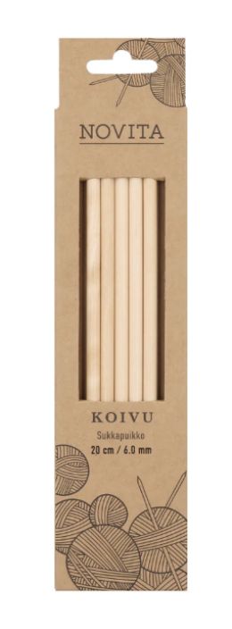 Novita sukkapuikot koivu 20cm 6mm 982601 Koivuisilla Novita sukkapuikoilla on erittain miellyttava neuloa, silla puikot ovat