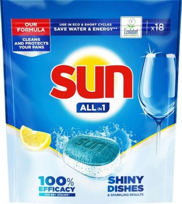 Sun konetiskitabletti All-in1 lemon 18kpl Sun konetiskitabletti All-in1 lemon 18kpl