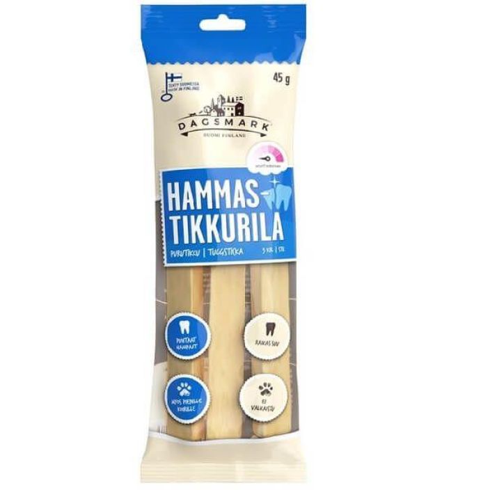 Dagsmark Hammastikkurila riista 45g Kolmionmuotoinen kotimainen viljaton puruherkku koirallesi. Sailontaaineeton ja