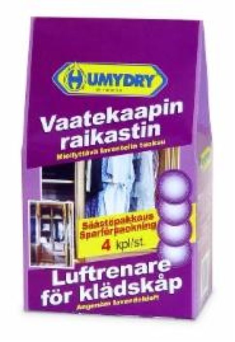 Humydry vaatekaapinraikastaja 4kpl Poistaa epamiellyttavat tuoksut vaatekaapeista ja -komeroista.