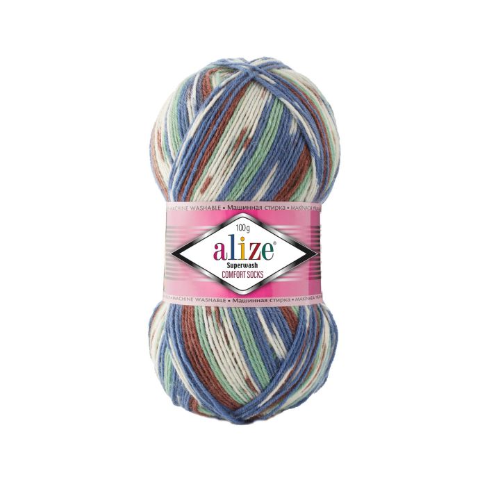 Alize Superwash 7653 Kirjava sininen/ruskea/vihrea 100g ASWP-7653