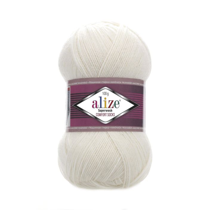 Alize Superwash sukkalanka 01 Luonnonvalkoinen 100g Alize Superwash -sukkalanka on kaunis ja kestava lanka, josta neulot