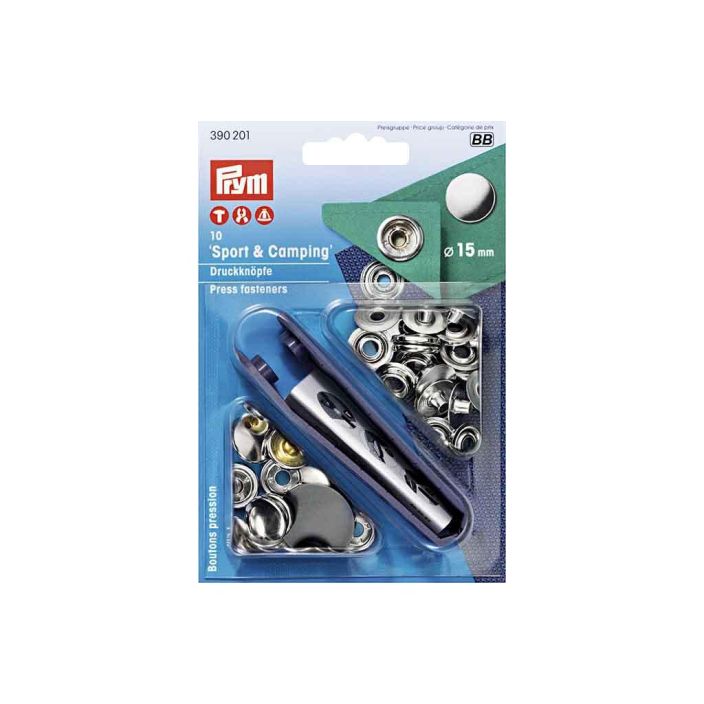 Prym Sport&amp;Camping painonappi 15mm 10kpl Sport &amp; Camping painonapeissa on kestava rengasjousi, jonka ansiosta painonappi