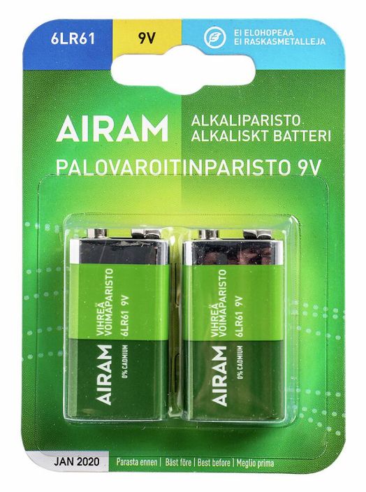 Airam paristo 9V 2-pack 9471511 917-026