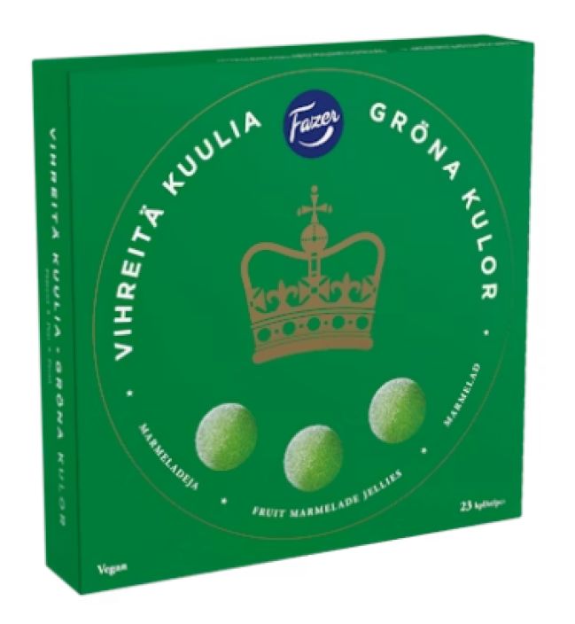 Vihreita kuulia 500g Fazerin Vihreat kuulat on vastustamattoman herkullinen marmeladiklassikko. Ylellisen pehmeat Vihreita kuulia 500g Fazerin Vihreat kuulat on vastustamattoman herkullinen marmeladiklassikko. Ylellisen pehmeat