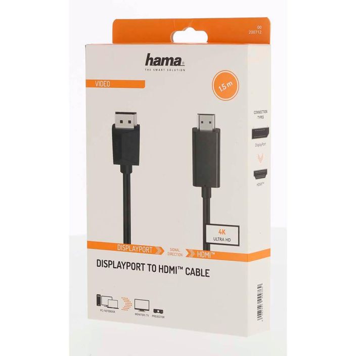 HAMA Johto DisplayPort-HDMI 4K 1.5m DisplayPort-HDMI-kaapeli 4K 1,5 m