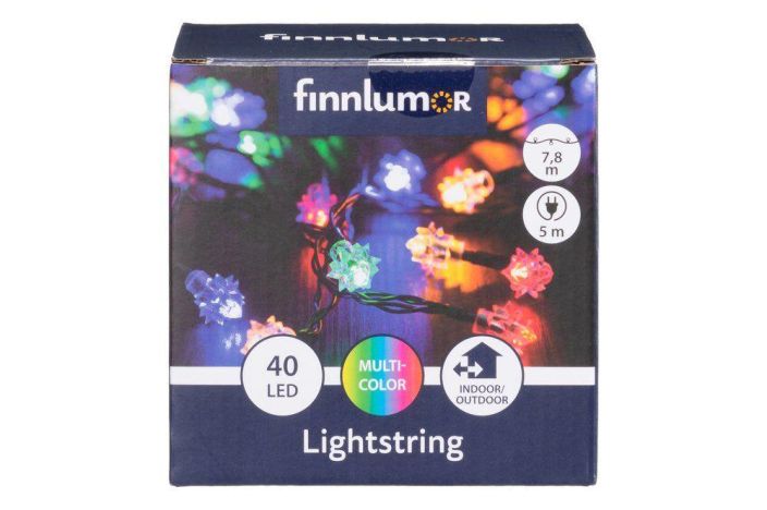 Finnlumor Retro LED-valosarja 40 LED monivarinen Klassinen, retrohenkinen jaakidevalosarja varikkailla LED-valoilla.