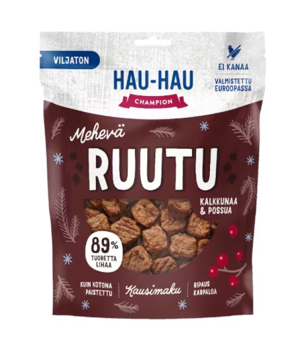 HHC meheva ruutu kalkkunaa &amp; possua 400g Nailla herkuilla valloitat koiraystavasi sydamen hetkessa! Kausimaku Hau-Hau