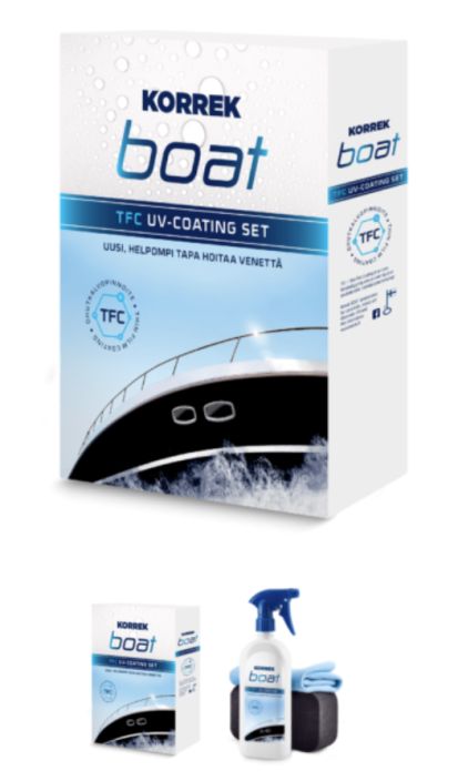 Korrek Boat TFC UV-Coating 700ml setti Ohutkalvopinnoite veneen gelcoat-, kumi-, muovi-, alumiini- ja kromipintojen ja myos